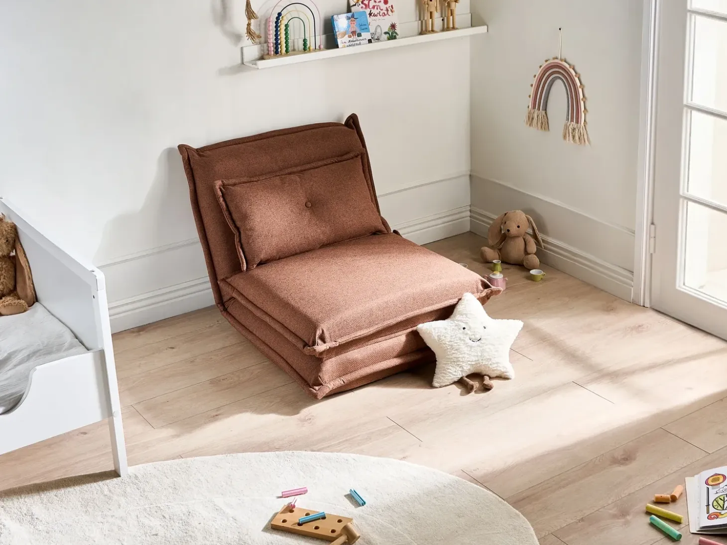 New Sofa rozkładana jednoosobowa DELLEN Dzieci Krzesła I Stoły Dziecięce|Sofy Z Funkcją Spania