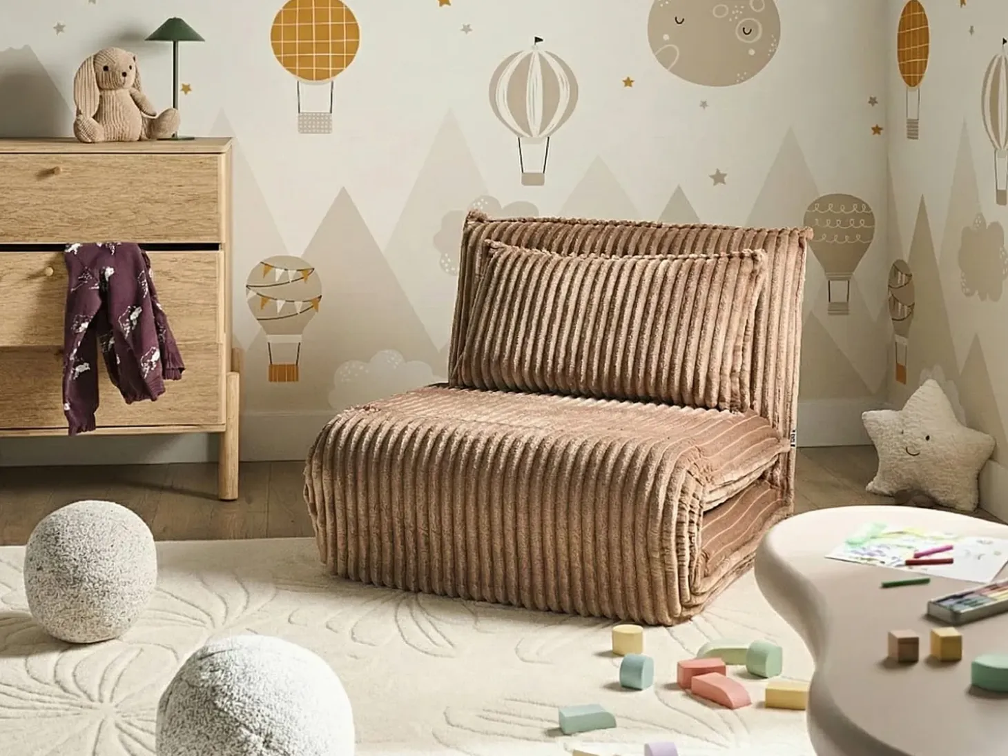 Outlet Sofa rozkładana jednoosobowa LYSEKIL Sztruks Jasno Dzieci Krzesła I Stoły Dziecięce|Sofy Z Funkcją Spania