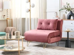 Sale Sofa rozkładana jednoosobowa VESTFOLD Welur Różowy Sofy Z Funkcją Spania|Wszystkie Sofy
