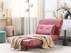 Sale Sofa rozkładana jednoosobowa VESTFOLD Welur Różowy Sofy Z Funkcją Spania|Wszystkie Sofy
