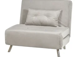 New Sofa rozkładana jednoosobowa FARRIS Welur Jasnoszary Dzieci Sofy Z Funkcją Spania|Wszystkie Sofy