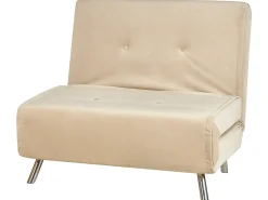 Sale Sofa rozkładana jednoosobowa FARRIS Welur Piaskowy Dzieci Sofy Z Funkcją Spania|Wszystkie Sofy