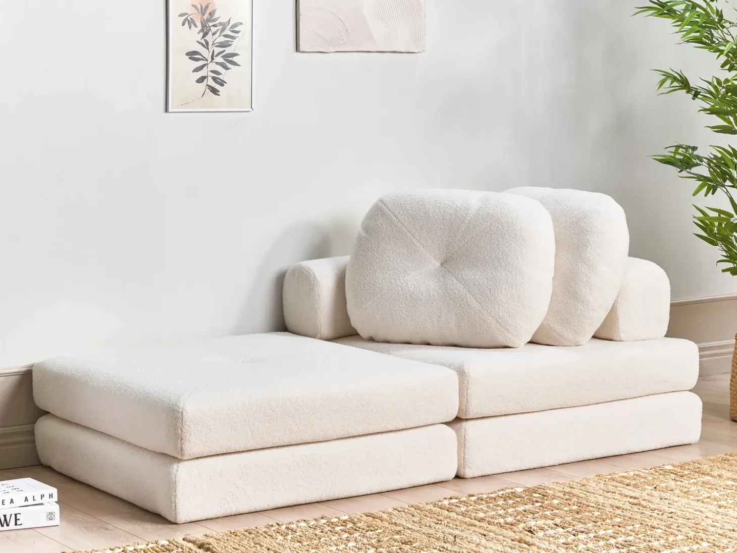 Sofa rozkładana jednoosobowa OLDEN Boucle Sofy Z Funkcją Spania|Wszystkie Sofy
