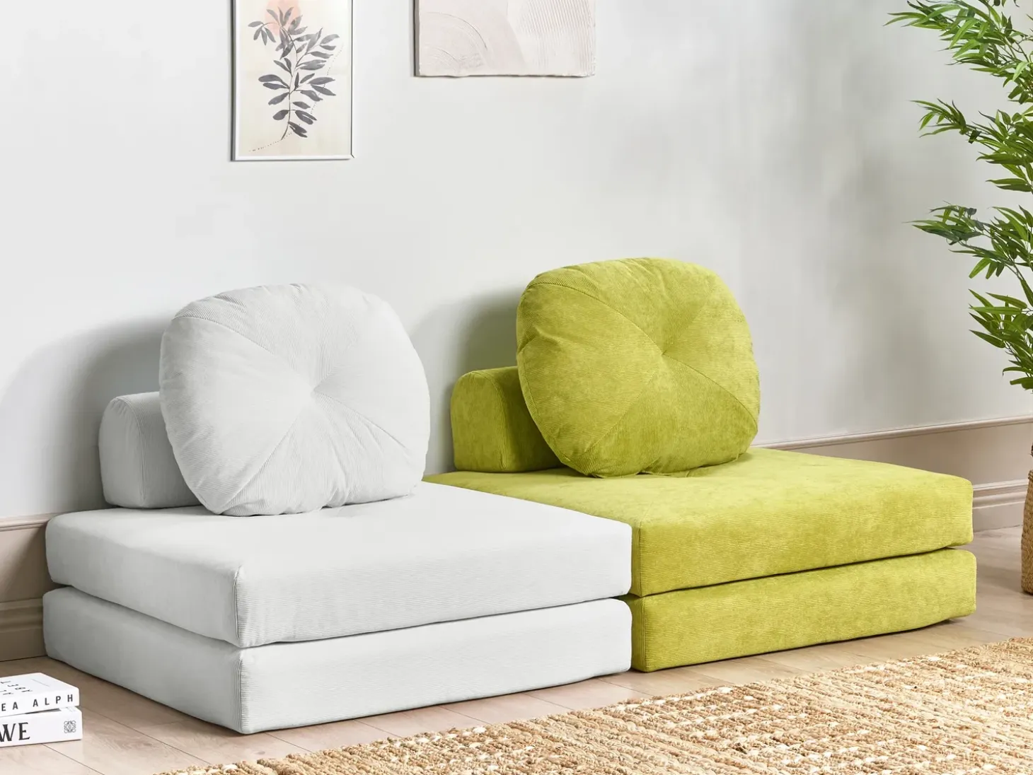 Discount Sofa rozkładana jednoosobowa OLDEN Sztruks Złamana biel Sofy Z Funkcją Spania|Wszystkie Sofy