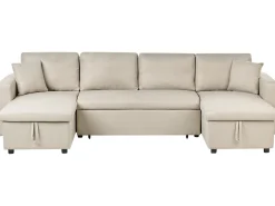 Sofa rozkładana w kształcie U dla 5 osób SOMMEN Jasnobeżowy ze schowkiem