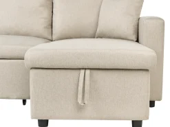 Sofa rozkładana w kształcie U dla 5 osób SOMMEN Jasnobeżowy ze schowkiem