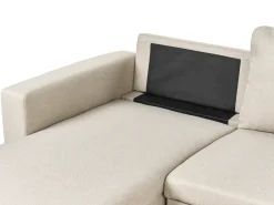 Sofa rozkładana w kształcie U dla 5 osób SOMMEN Jasnobeżowy ze schowkiem
