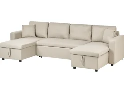 Sofa rozkładana w kształcie U dla 5 osób SOMMEN Jasnobeżowy ze schowkiem