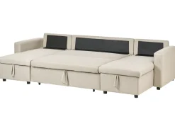 Sofa rozkładana w kształcie U dla 5 osób SOMMEN Jasnobeżowy ze schowkiem