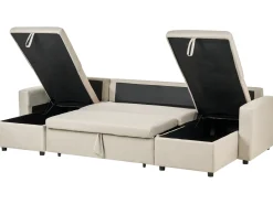 Sofa rozkładana w kształcie U dla 5 osób SOMMEN Jasnobeżowy ze schowkiem