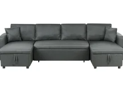 Sofa rozkładana w kształcie U dla 5 osób SOMMEN Ciemnoszary ze schowkiem