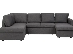Sofa rozkładana w kształcie U dla 5 osób KARRABO Ciemnoszary ze schowkiem