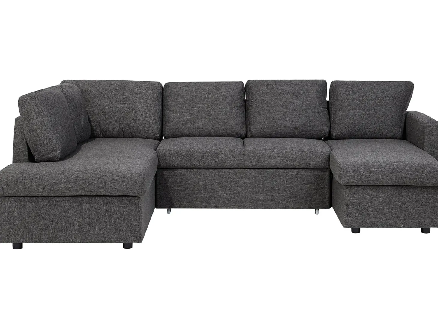Sofa rozkładana w kształcie U dla 5 osób KARRABO Ciemnoszary ze schowkiem