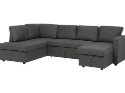 Sofa rozkładana w kształcie U dla 5 osób KARRABO Ciemnoszary ze schowkiem