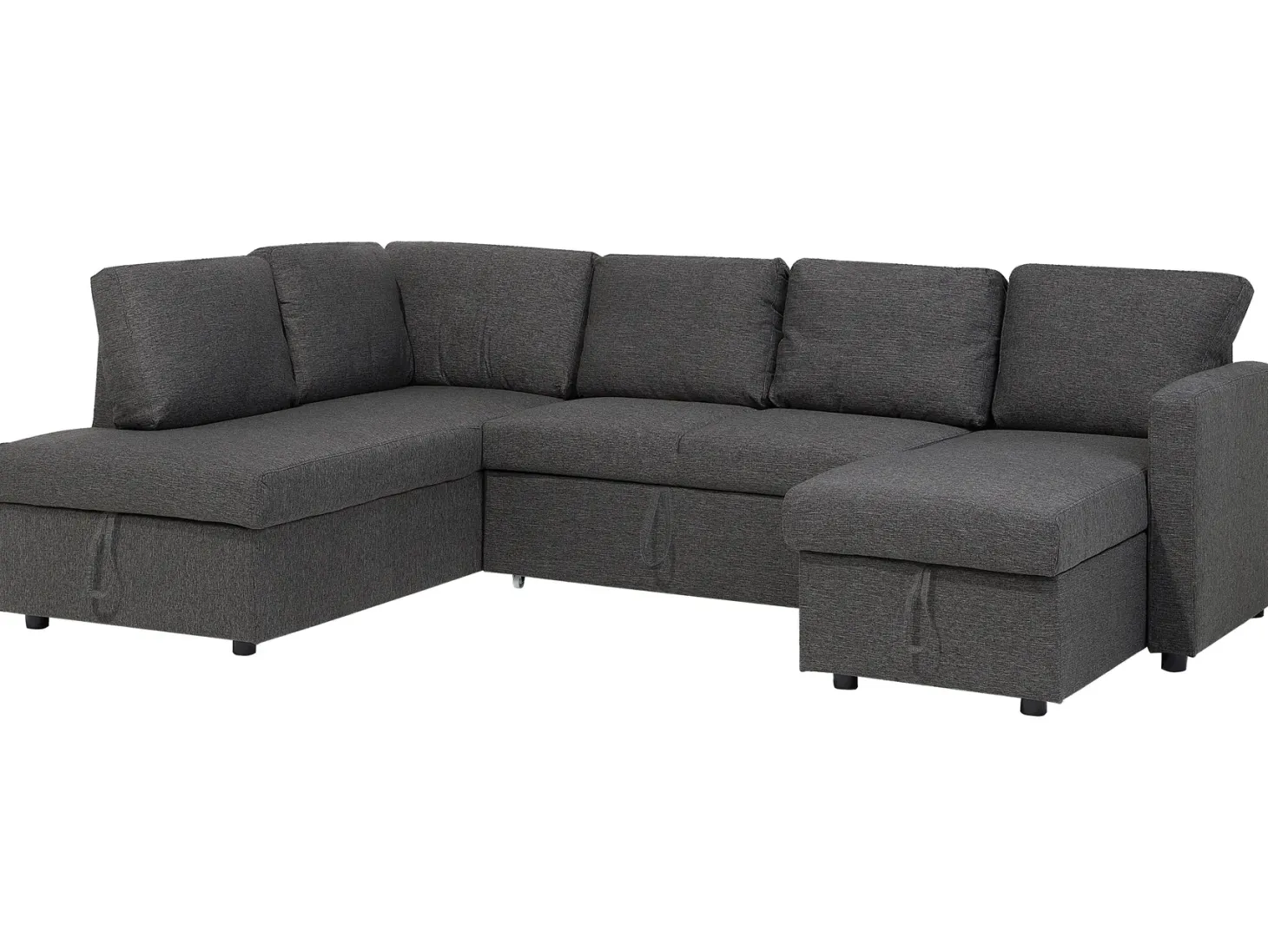 Sofa rozkładana w kształcie U dla 5 osób KARRABO Ciemnoszary ze schowkiem