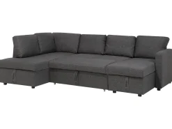 Sofa rozkładana w kształcie U dla 5 osób KARRABO Ciemnoszary ze schowkiem
