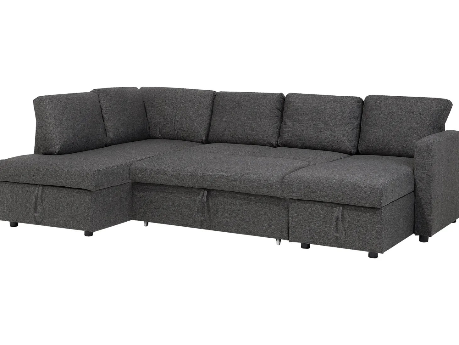 Sofa rozkładana w kształcie U dla 5 osób KARRABO Ciemnoszary ze schowkiem