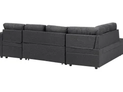 Sofa rozkładana w kształcie U dla 5 osób KARRABO Ciemnoszary ze schowkiem