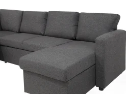 Sofa rozkładana w kształcie U dla 5 osób KARRABO Ciemnoszary ze schowkiem