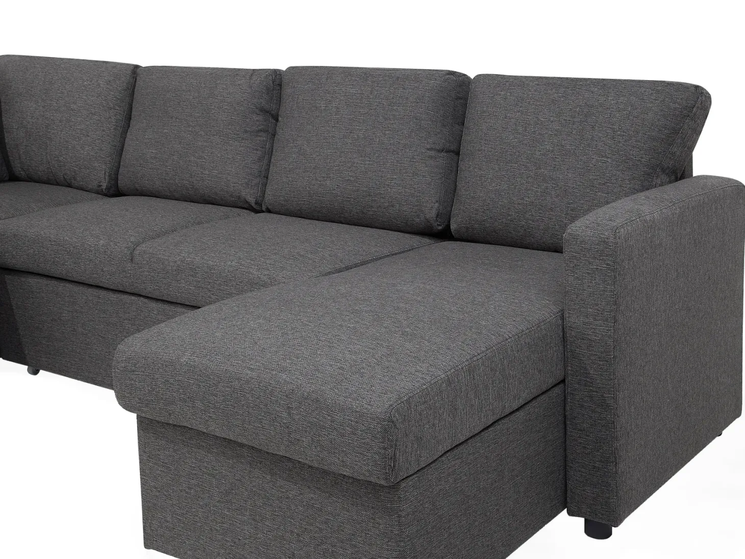 Sofa rozkładana w kształcie U dla 5 osób KARRABO Ciemnoszary ze schowkiem