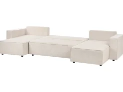 Sofa rozkładana w kształcie U dla 4 osób VATNE Jasnobeżowy ze schowkiem