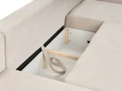 Sofa rozkładana w kształcie U dla 4 osób VATNE Jasnobeżowy ze schowkiem