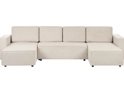 Sofa rozkładana w kształcie U dla 4 osób VATNE Jasnobeżowy ze schowkiem