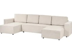 Sofa rozkładana w kształcie U dla 4 osób VATNE Jasnobeżowy ze schowkiem