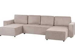 Sofa rozkładana w kształcie U dla 4 osób VATNE Jasnobrązowy ze schowkiem