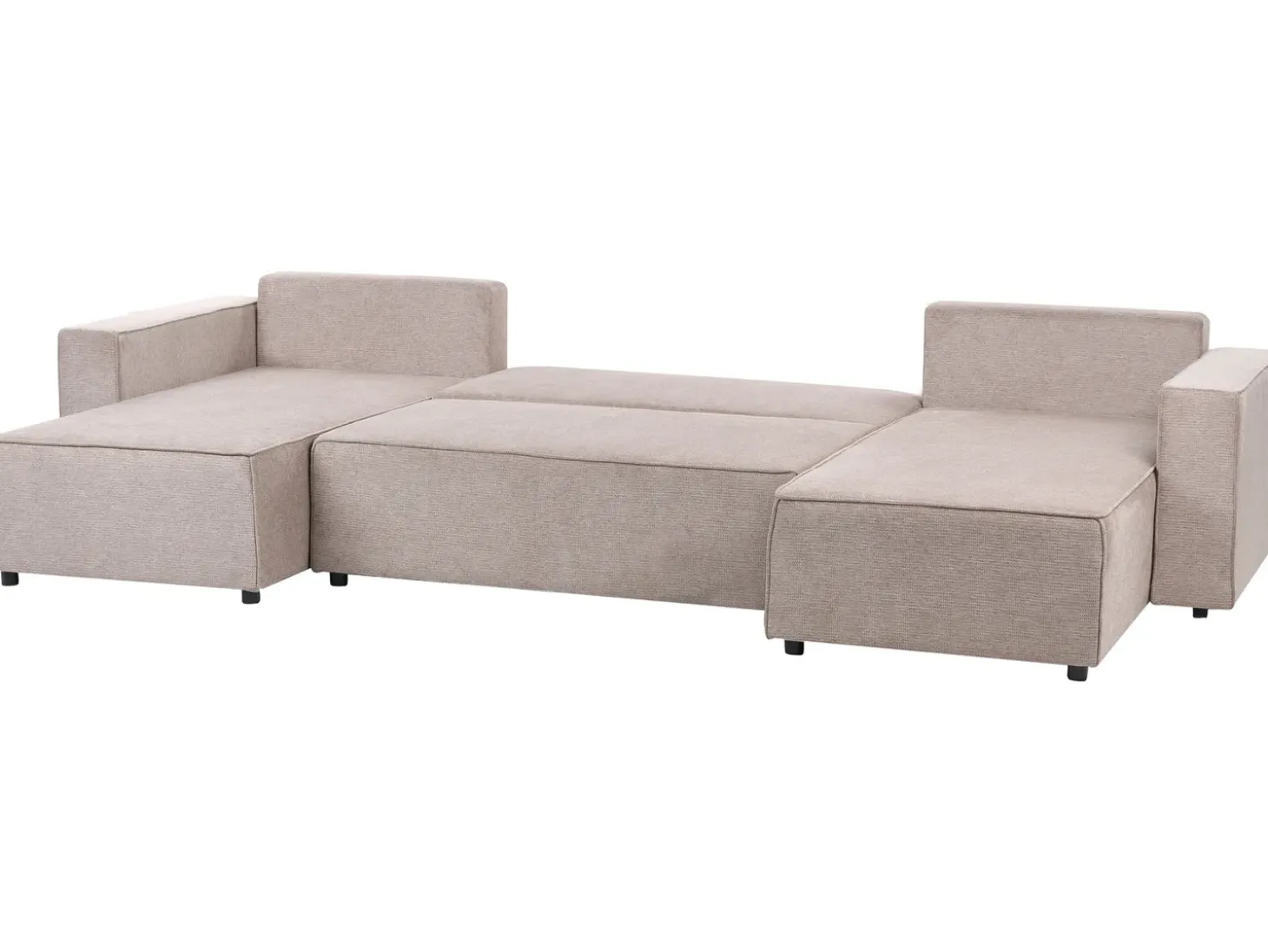 Sofa rozkładana w kształcie U dla 4 osób VATNE Jasnobrązowy ze schowkiem