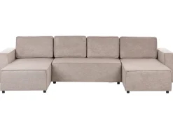 Sofa rozkładana w kształcie U dla 4 osób VATNE Jasnobrązowy ze schowkiem