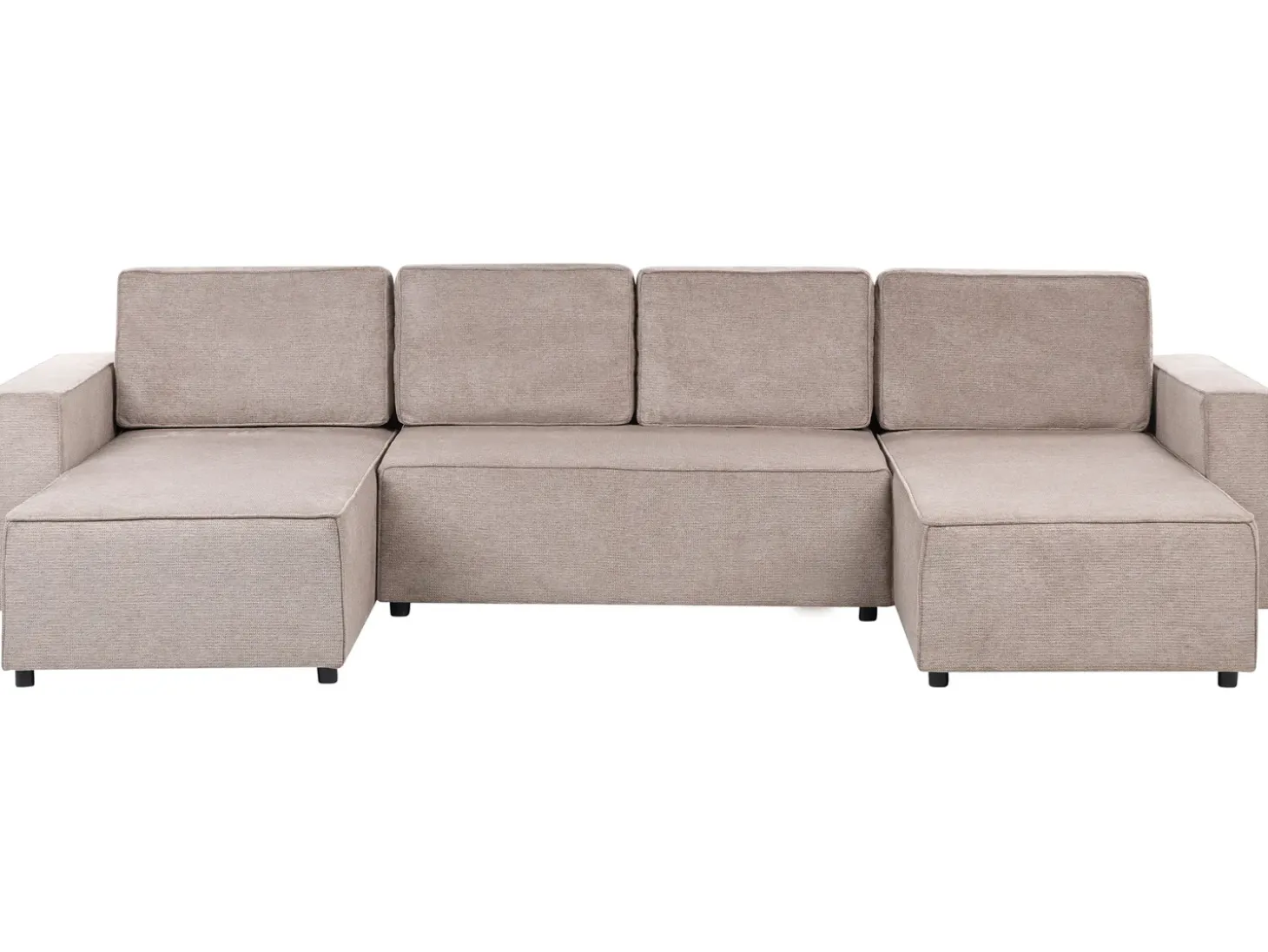 Sofa rozkładana w kształcie U dla 4 osób VATNE Jasnobrązowy ze schowkiem