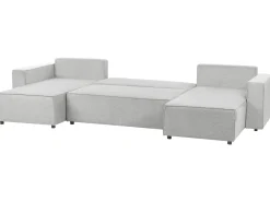 Sofa rozkładana w kształcie U dla 4 osób VATNE Jasnoszary ze schowkiem