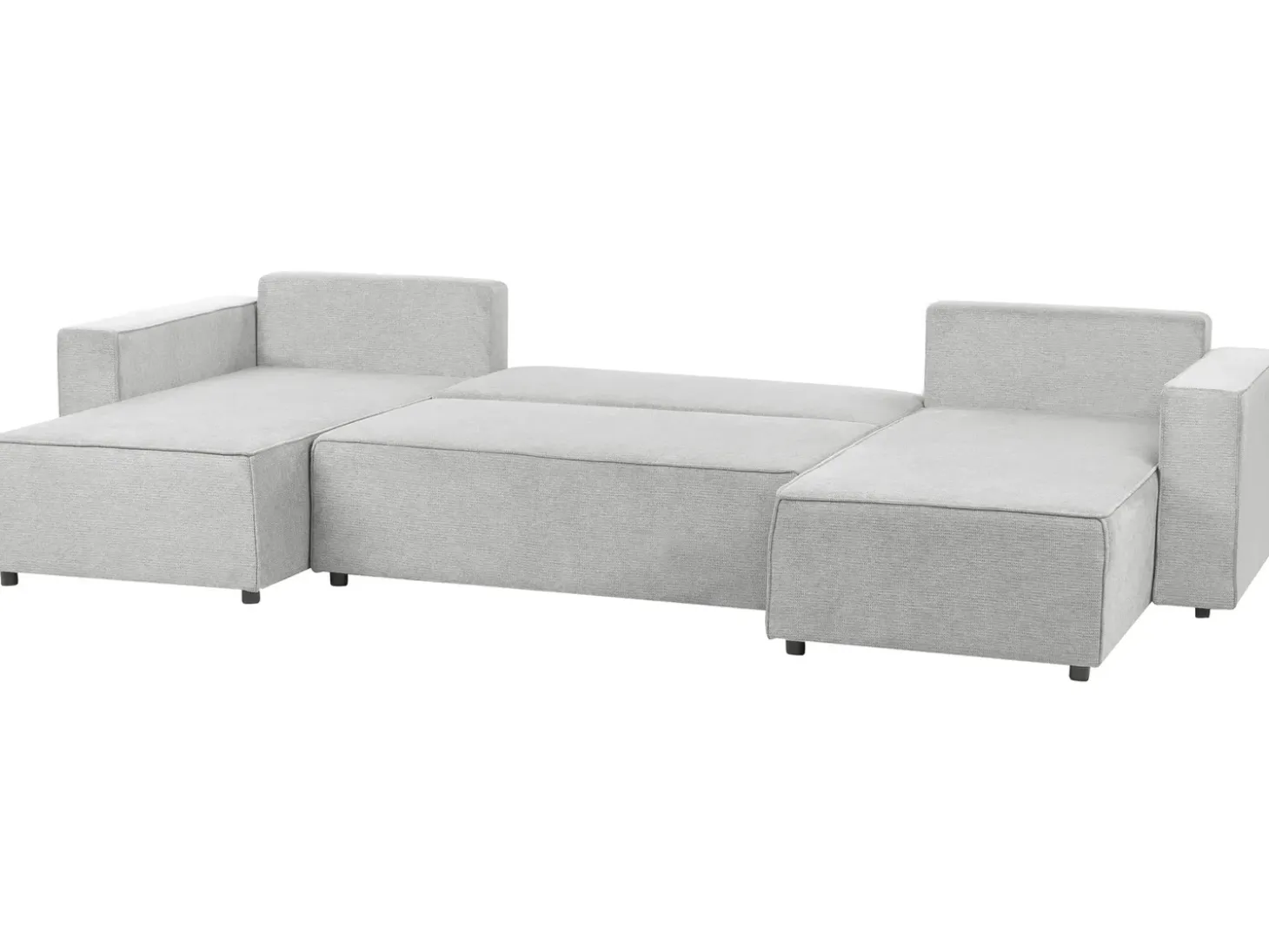 Sofa rozkładana w kształcie U dla 4 osób VATNE Jasnoszary ze schowkiem