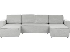Sofa rozkładana w kształcie U dla 4 osób VATNE Jasnoszary ze schowkiem