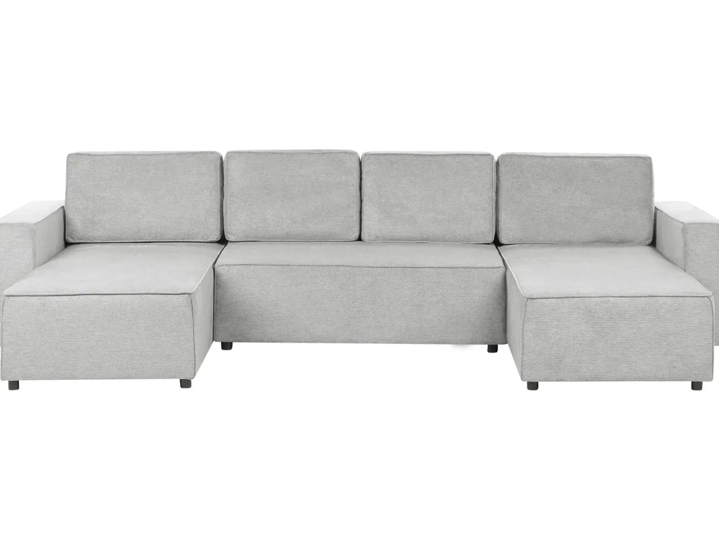Sofa rozkładana w kształcie U dla 4 osób VATNE Jasnoszary ze schowkiem