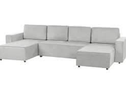 Sofa rozkładana w kształcie U dla 4 osób VATNE Jasnoszary ze schowkiem