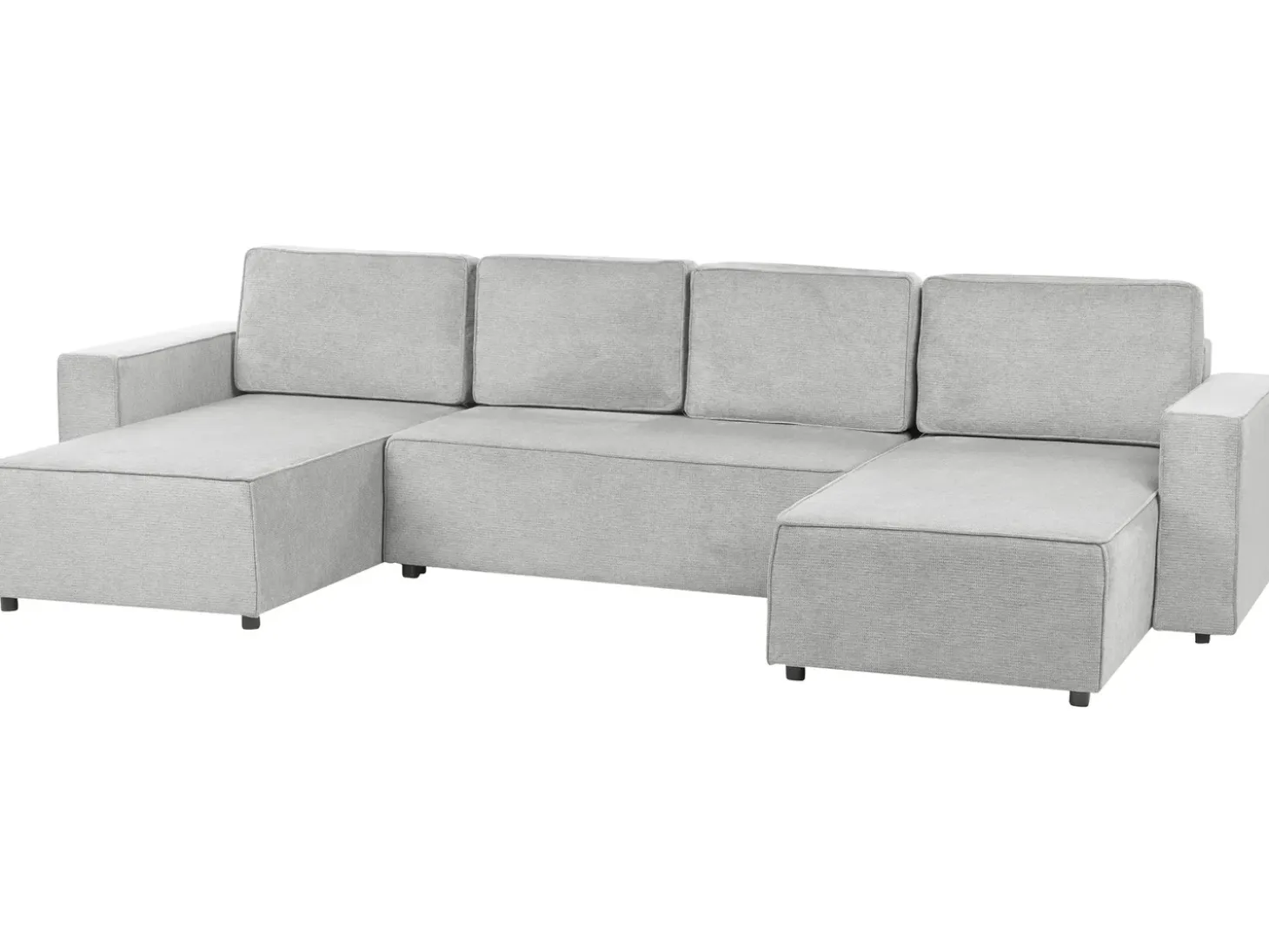 Sofa rozkładana w kształcie U dla 4 osób VATNE Jasnoszary ze schowkiem
