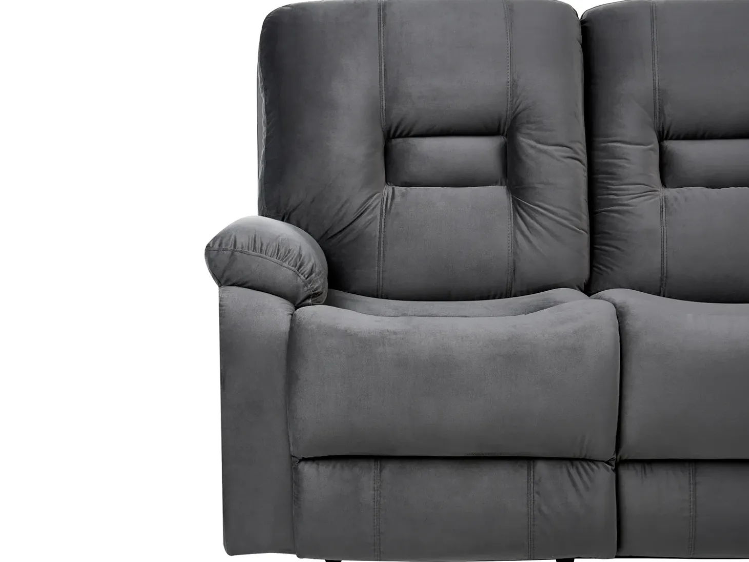 New Sofa z elektryczną funkcją relaksu dla 3 osób BERGEN Welur Ciemno Sofy Tapicerowane|Kolekcje Sof
