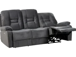 New Sofa z elektryczną funkcją relaksu dla 3 osób BERGEN Welur Ciemno Sofy Tapicerowane|Kolekcje Sof