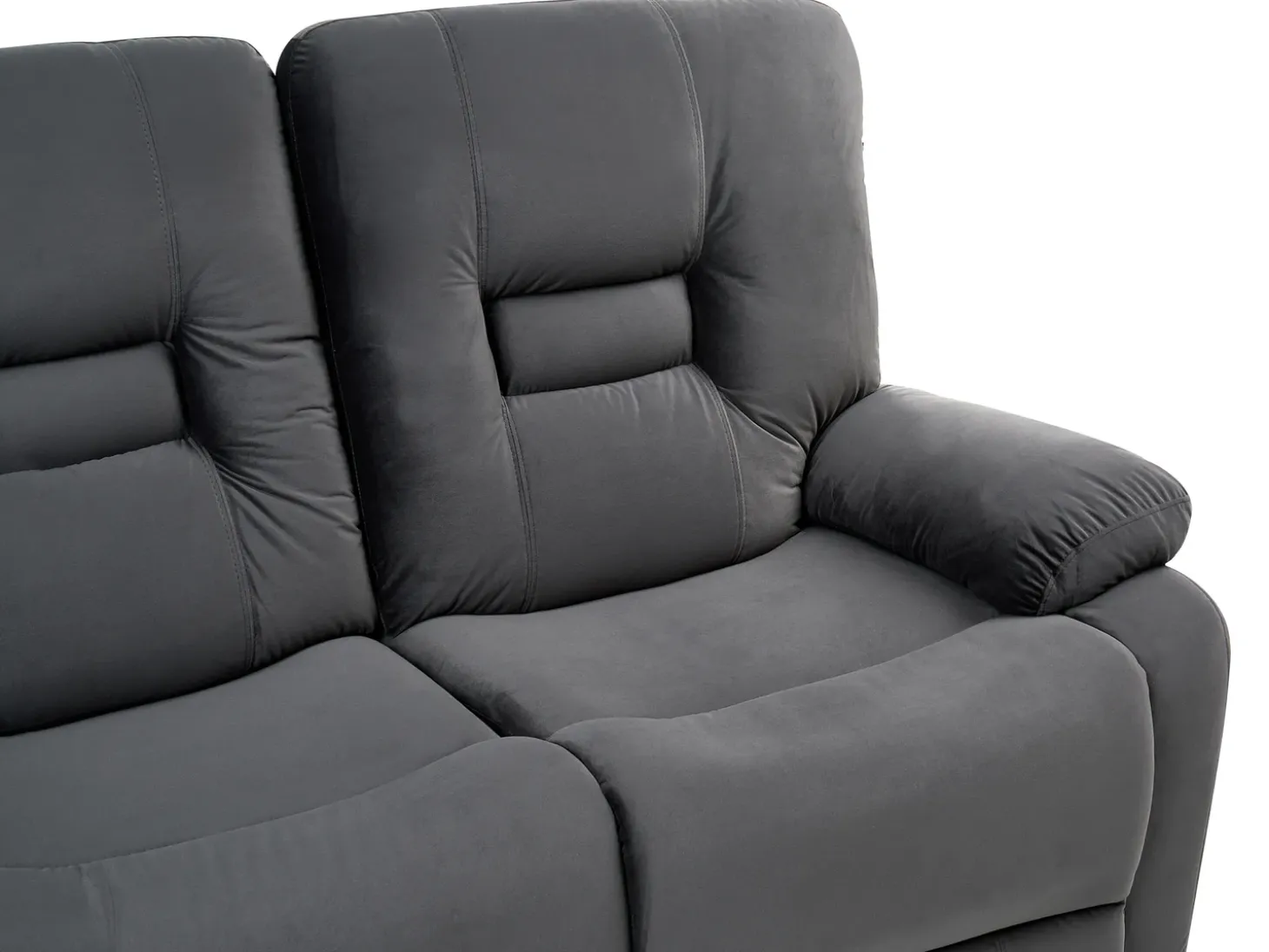 New Sofa z elektryczną funkcją relaksu dla 3 osób BERGEN Welur Ciemno Sofy Tapicerowane|Kolekcje Sof