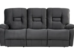 New Sofa z elektryczną funkcją relaksu dla 3 osób BERGEN Welur Ciemno Sofy Tapicerowane|Kolekcje Sof
