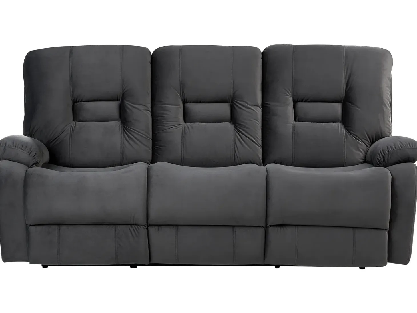 New Sofa z elektryczną funkcją relaksu dla 3 osób BERGEN Welur Ciemno Sofy Tapicerowane|Kolekcje Sof