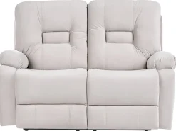 Hot Sofa z elektryczną funkcją relaksu dla 2 osób BERGEN Welur Jasno Z portem USB Sofy Tapicerowane|Sofy Dwuosobowe