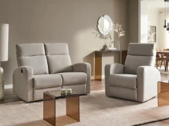 Clearance Sofa z elektryczną funkcją relaksu dla 2 osób VERDAL Welur Sofy Tapicerowane|Sofy Dwuosobowe