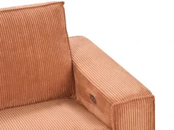 Discount Sofa z elektryczną funkcją relaksu dla 2 osób NUKARI Sztruks Pomarańczowy Sofy Tapicerowane|Sofy Dwuosobowe