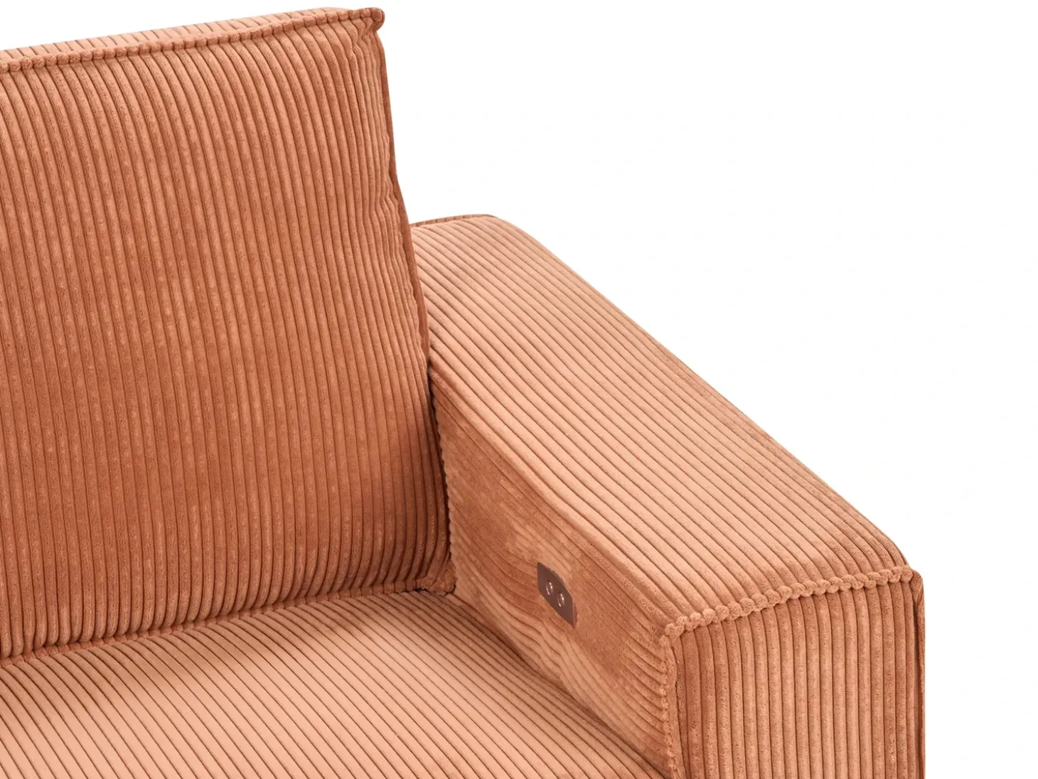Discount Sofa z elektryczną funkcją relaksu dla 2 osób NUKARI Sztruks Pomarańczowy Sofy Tapicerowane|Sofy Dwuosobowe