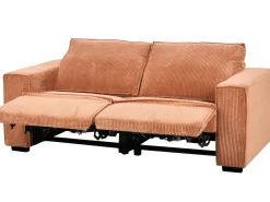 Discount Sofa z elektryczną funkcją relaksu dla 2 osób NUKARI Sztruks Pomarańczowy Sofy Tapicerowane|Sofy Dwuosobowe