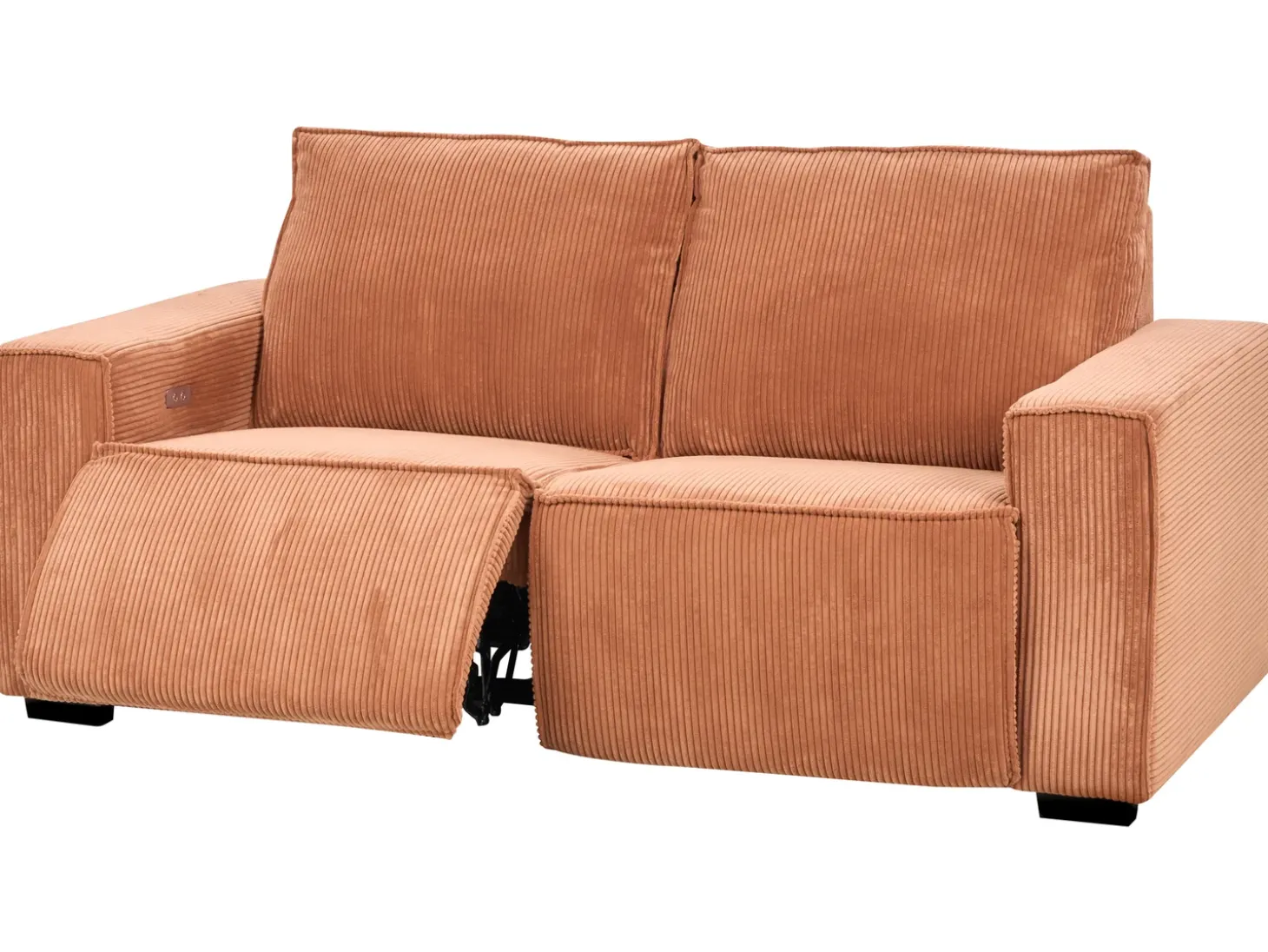 Discount Sofa z elektryczną funkcją relaksu dla 2 osób NUKARI Sztruks Pomarańczowy Sofy Tapicerowane|Sofy Dwuosobowe