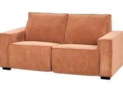 Discount Sofa z elektryczną funkcją relaksu dla 2 osób NUKARI Sztruks Pomarańczowy Sofy Tapicerowane|Sofy Dwuosobowe